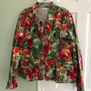 Christopher & Banks Floral Jean Jacket